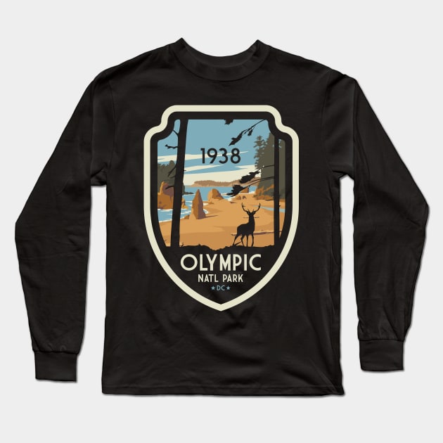 Washington Olympic National Park Retro Vintage Design Gift Long Sleeve T-Shirt by Terrybogard97